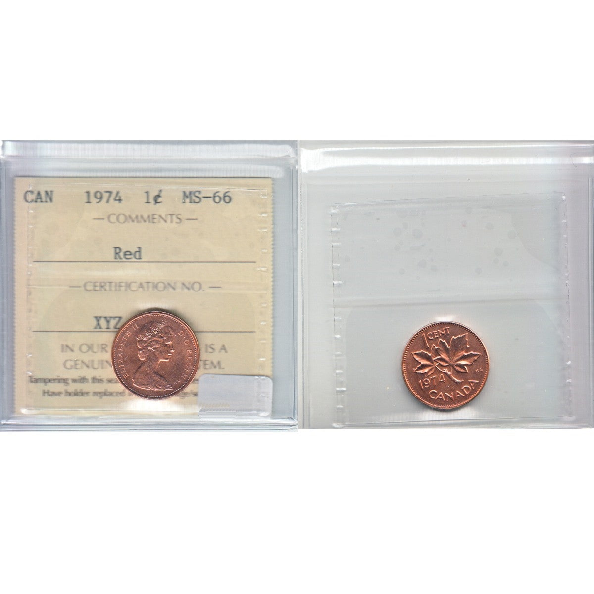 1974 Canada 1-cent ICCS Certified MS-66 Red