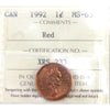 1992 Canada 1-cent ICCS Certified MS-65 Red