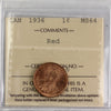 1936 Canada 1-cent ICCS Certified MS-64 Red