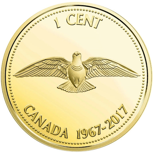 1967-2017 Centennial Commemorative Canada 1-cent Gold Plated Proof Silver (No Tax) $