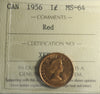 1956 Canada 1-cent ICCS Certified MS-64 Red