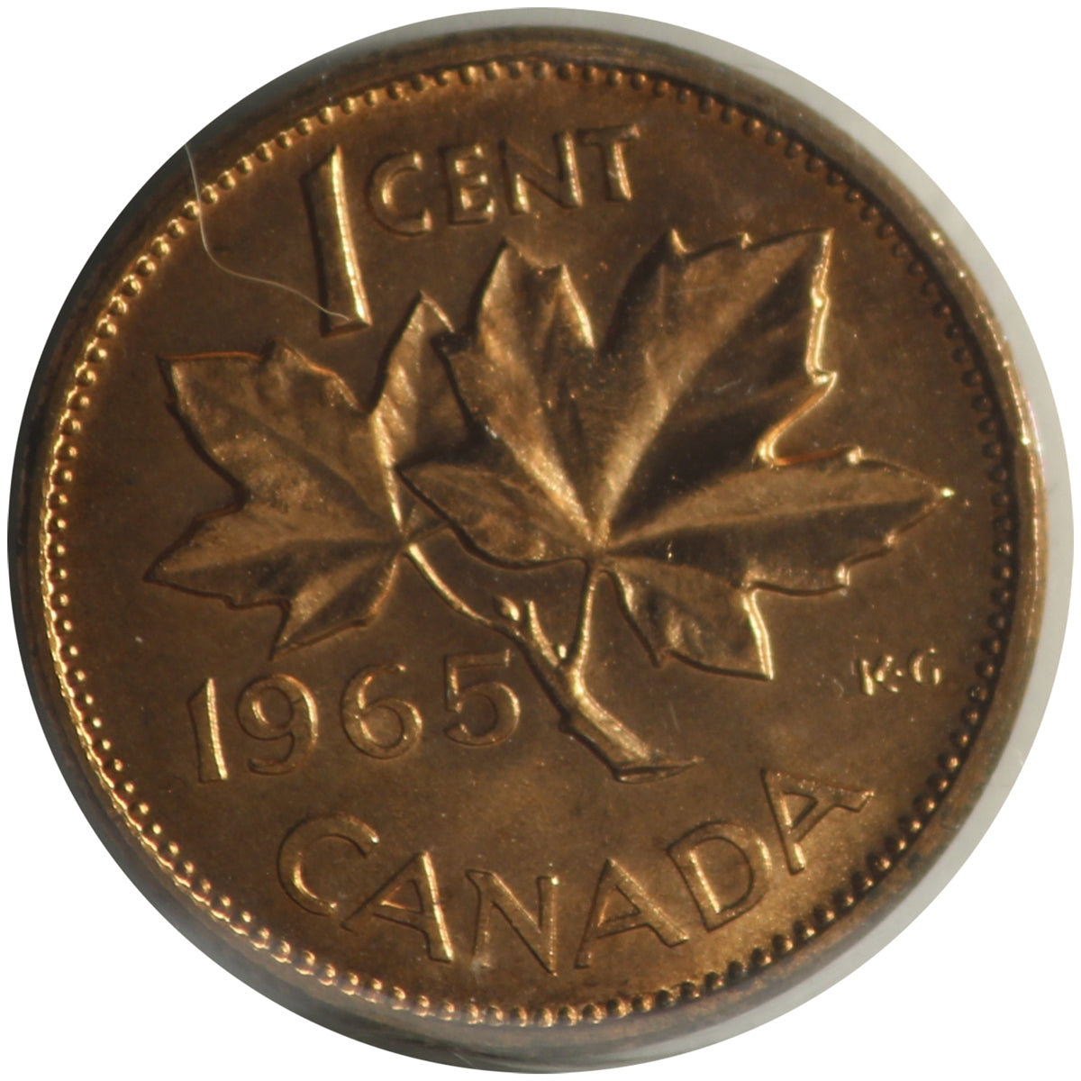 1965 SmBds Blt 5 (Type 2) Canada 1-cent ICCS Certified MS-66 Red