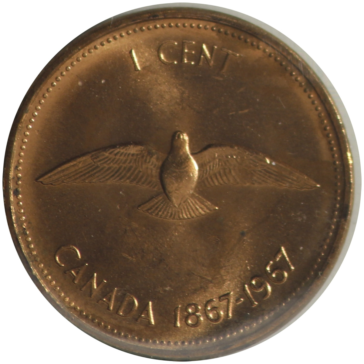 1967 Canada 1-cent ICCS Certified MS-64 Red