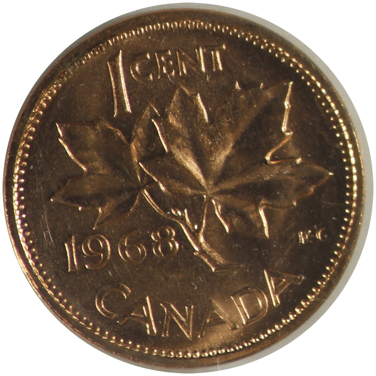 1968 Canada 1-cent ICCS Certified MS-64 Red