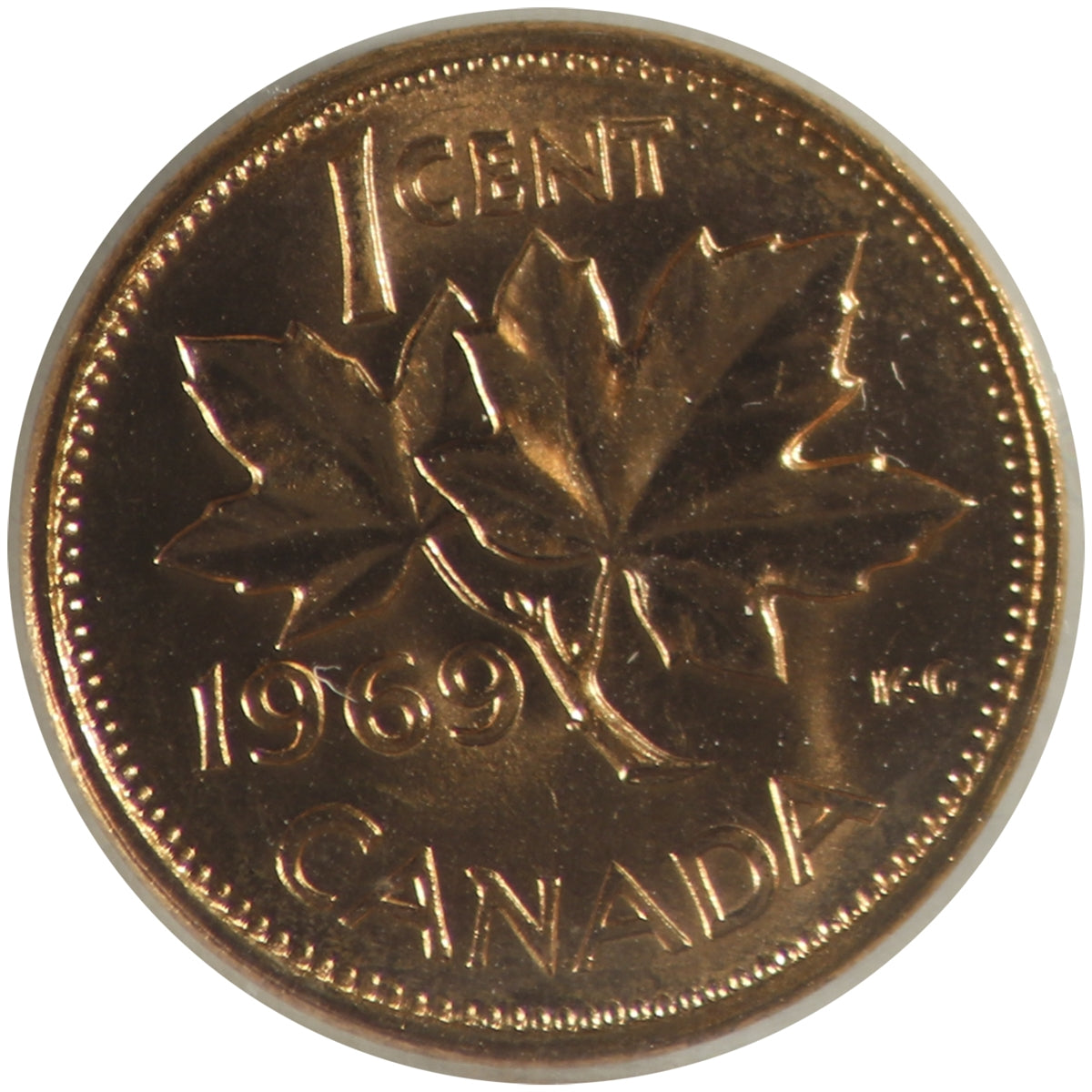 1969 Canada 1-cent ICCS Certified MS-64 Red