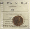 1956 Canada 1-cent ICCS Certified PL-65 Red