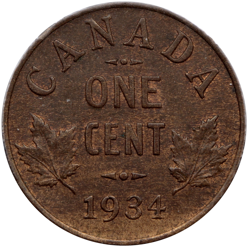 1934 Canada 1-cent Brilliant Uncirculated (MS-63) Red & Brown