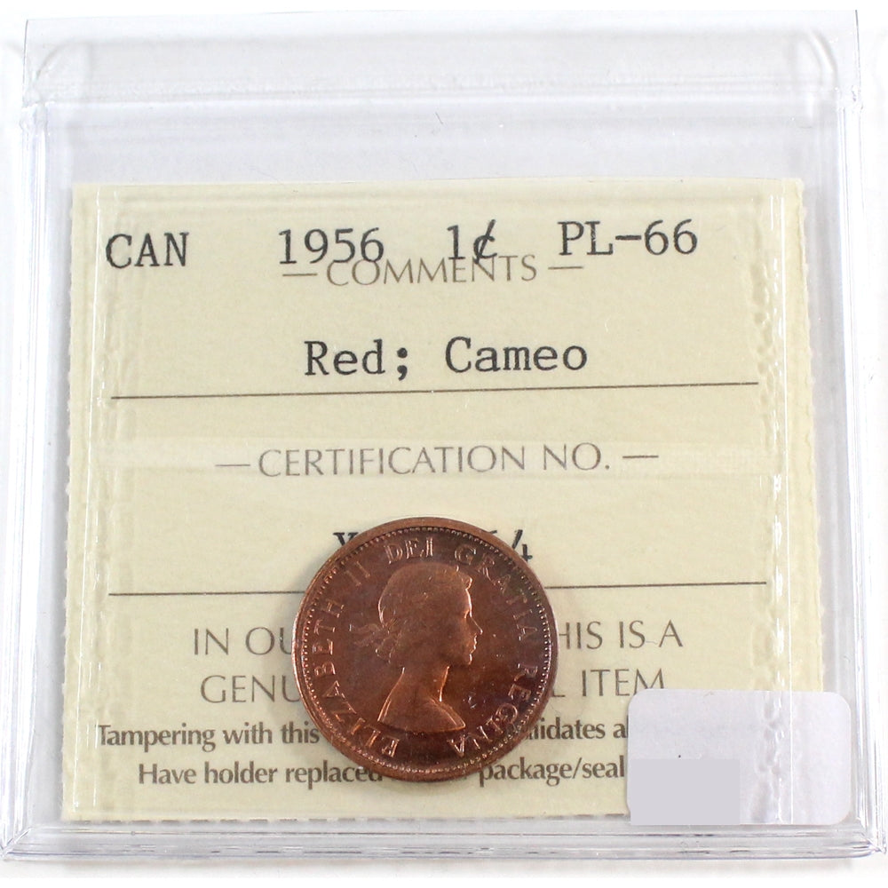 1956 Canada 1-cent ICCS Certified PL-66 Red Cameo