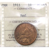 1911 Canada 1-cent ICCS Certified MS-65 Red (TL 203)