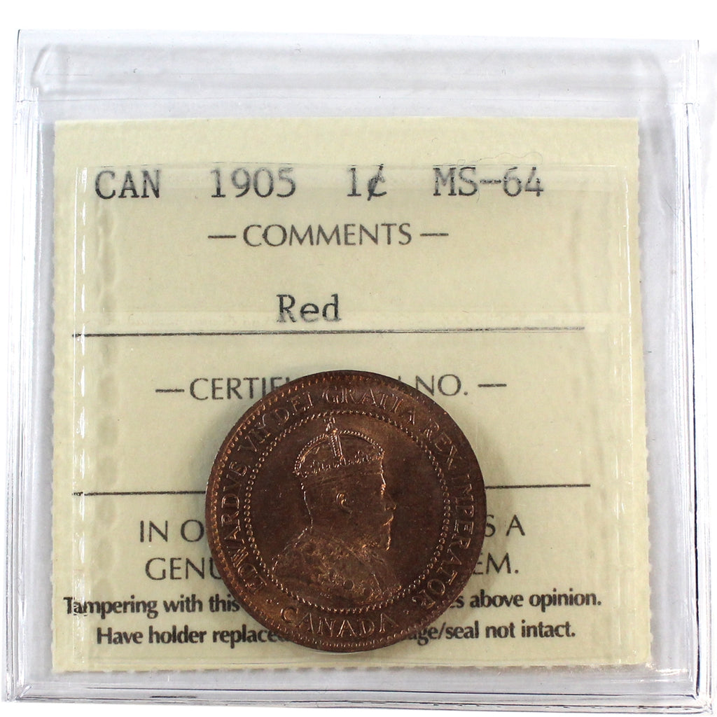 1905 Canada 1-cent ICCS Certified MS-64 Red