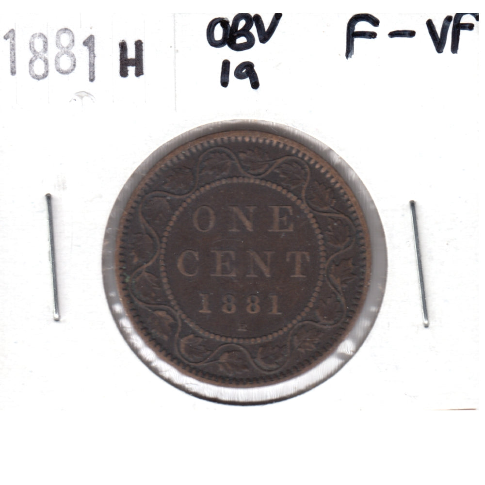 1881H Obv. 1a Canada 1-cent F-VF (F-15)