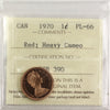 1970 Canada 1-cent ICCS Certified PL-66 Red; Heavy Cameo