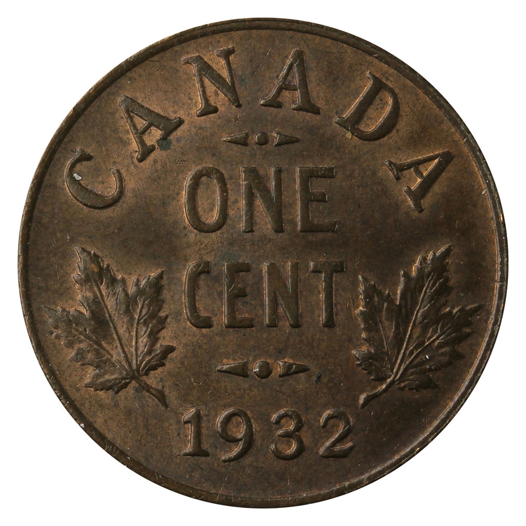 1932 Canada 1-cent UNC+ (MS-62) Red & Brown