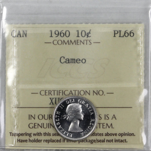 1960 Canada 10-cents ICCS Certified PL-66 Cameo