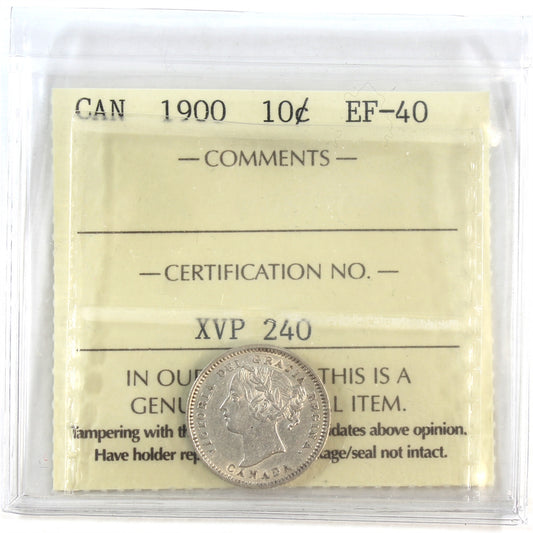 1900 Canada 10-cents ICCS Certified EF-40