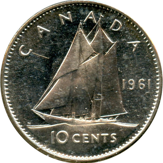 1961 Canada 10-cents Brilliant Uncirculated (MS-63)