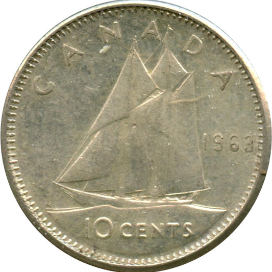 1963 Canada 10-cents Circulated