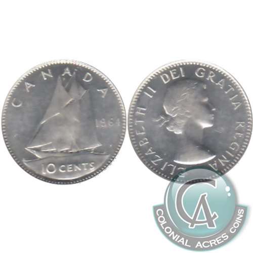 1964 Canada 10-cents Uncirculated (MS-60)