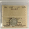 1858 Canada 10-cents ICCS Certified AU-55