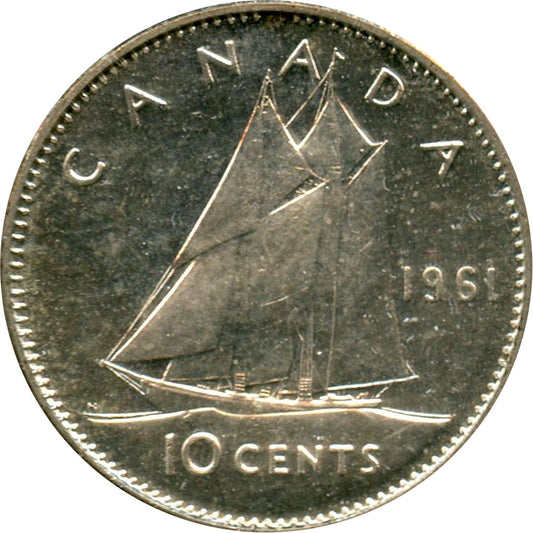 1961 Canada 10-cents UNC+ (MS-62)