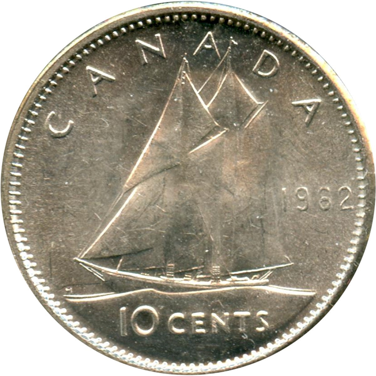 1962 Canada 10-cents UNC+ (MS-62)