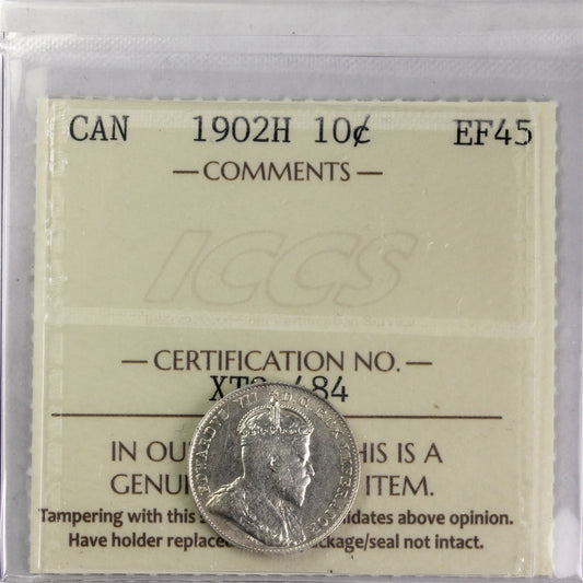 1902H Canada 10-cents ICCS Certified EF-45