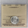 1936 Canada 10-cents ICCS Certified MS-63