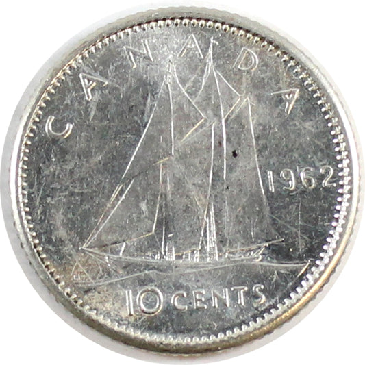 1962 Canada 10-cents Almost Uncirculated (AU-50)