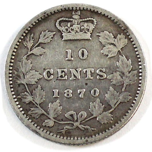 1870 Narrow 0 Canada 10-cents Very Good (VG-8)