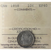 1858 Canada 10-cents ICCS Certified EF-40 (XKJ 838)