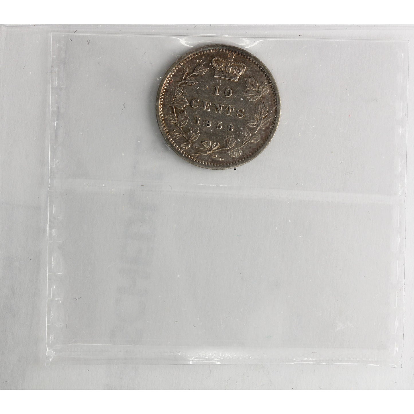 1858 Canada 10-cents ICCS Certified EF-40 (XKJ 838)