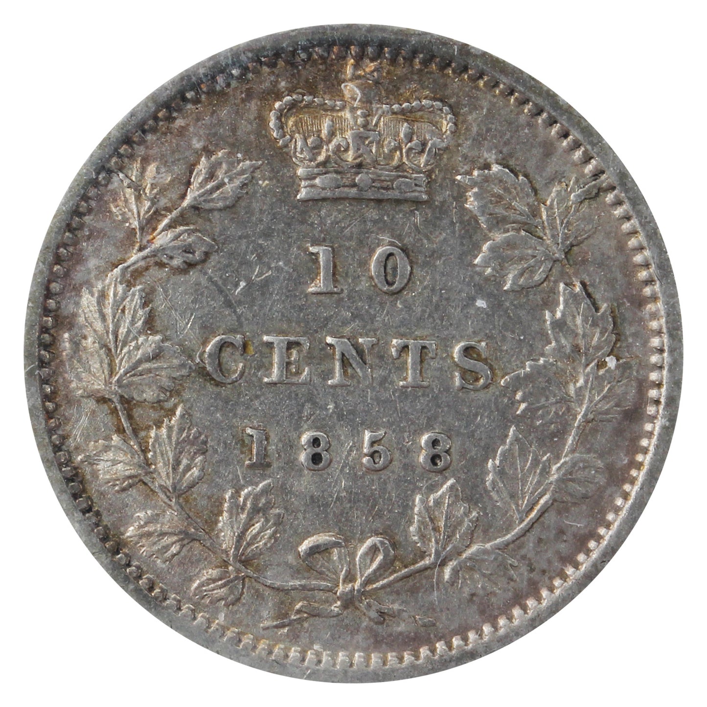 1858 Canada 10-cents ICCS Certified EF-40 (XKJ 838)