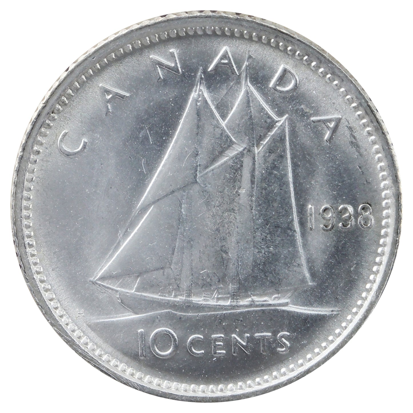 1938 Canada 10-cents ICCS Certified MS-64 (XSI 363)