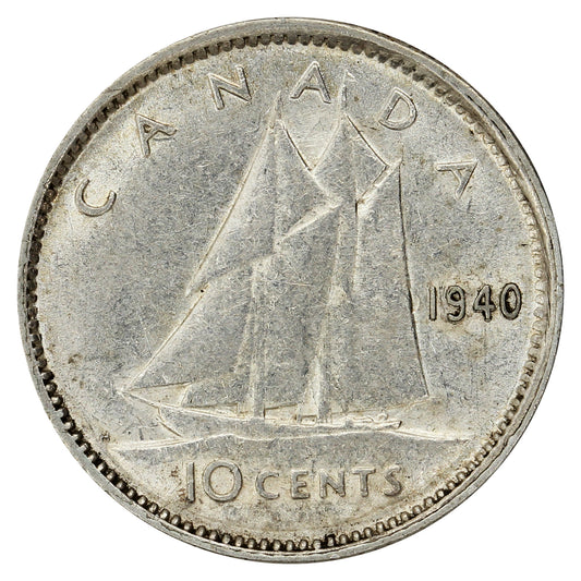 1940 Re-Engraved Canada 10-cents VF-EF (VF-30)