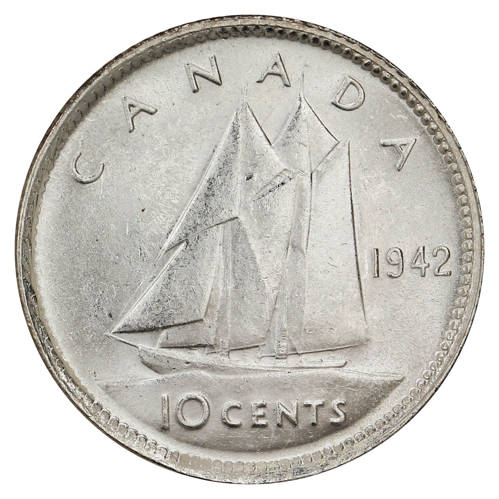 1942 Canada 10-cents Brilliant Uncirculated (MS-63) $