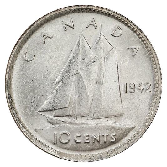 1942 Canada 10-cents Brilliant Uncirculated (MS-63) $