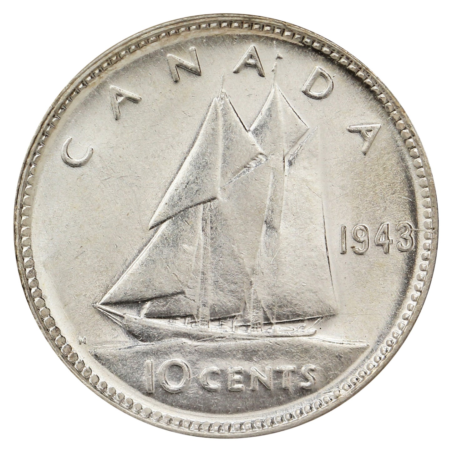 1943 Canada 10-cents Choice Brilliant Uncirculated (MS-64) $