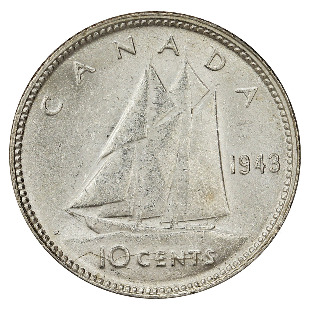 1943 Canada 10-cents Uncirculated (MS-60)