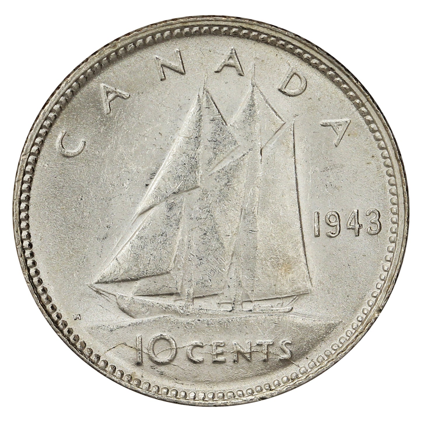 1943 Canada 10-cents Uncirculated (MS-60)