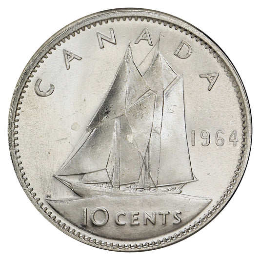 1964 Canada 10-cents Brilliant Uncirculated (MS-63)