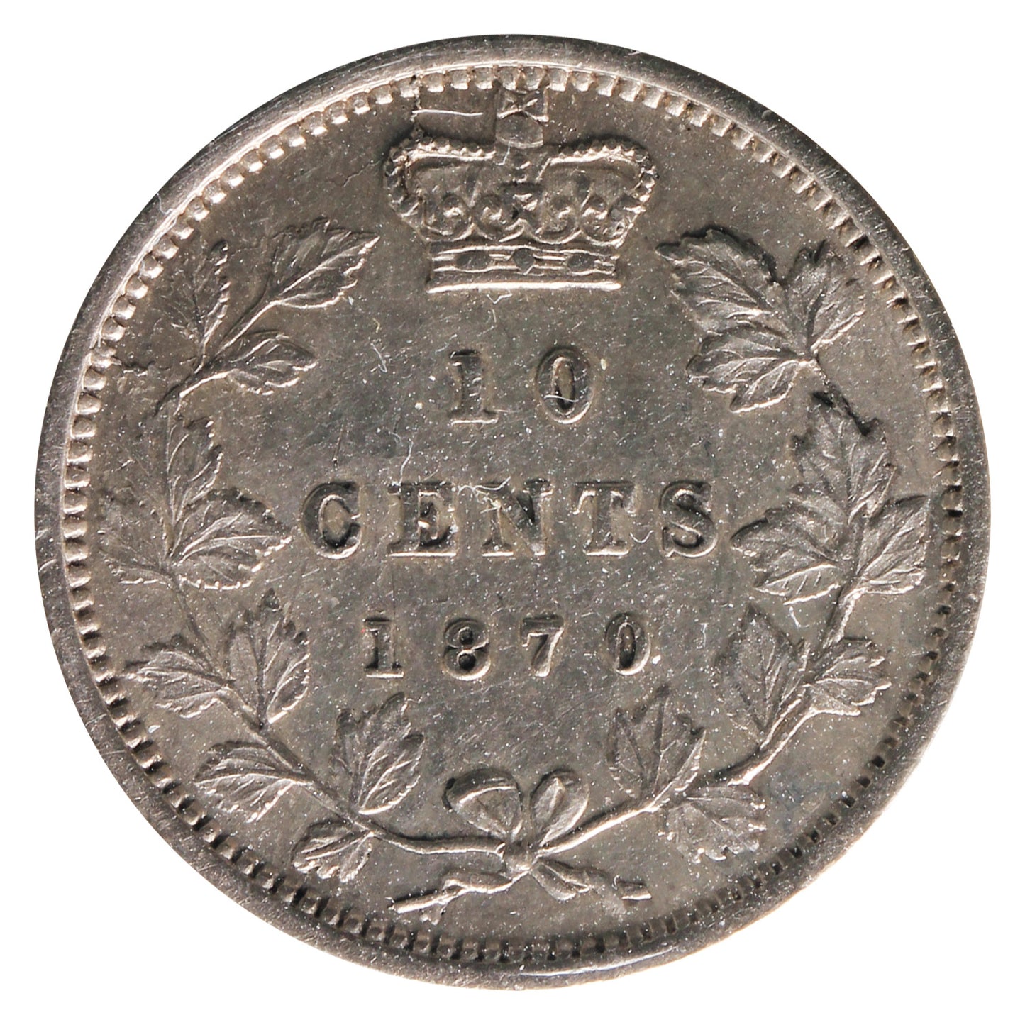 1870 Narrow 0 Canada 10-cents ICCS Certified EF-45