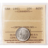 1901 Canada 10-cents ICCS Certified AU-55