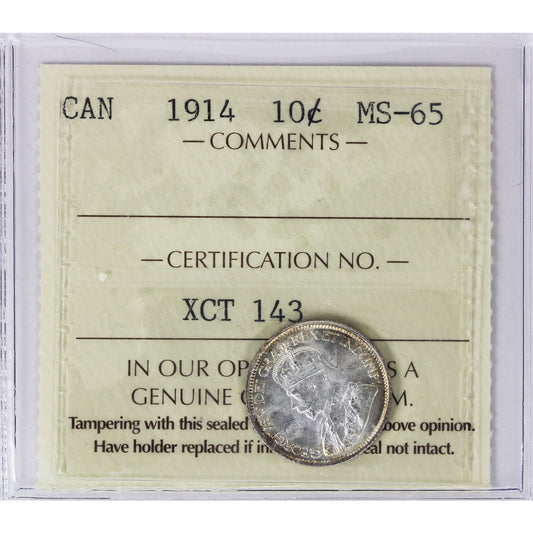 1914 Canada 10-cents ICCS Certified MS-65 (XCT 143)