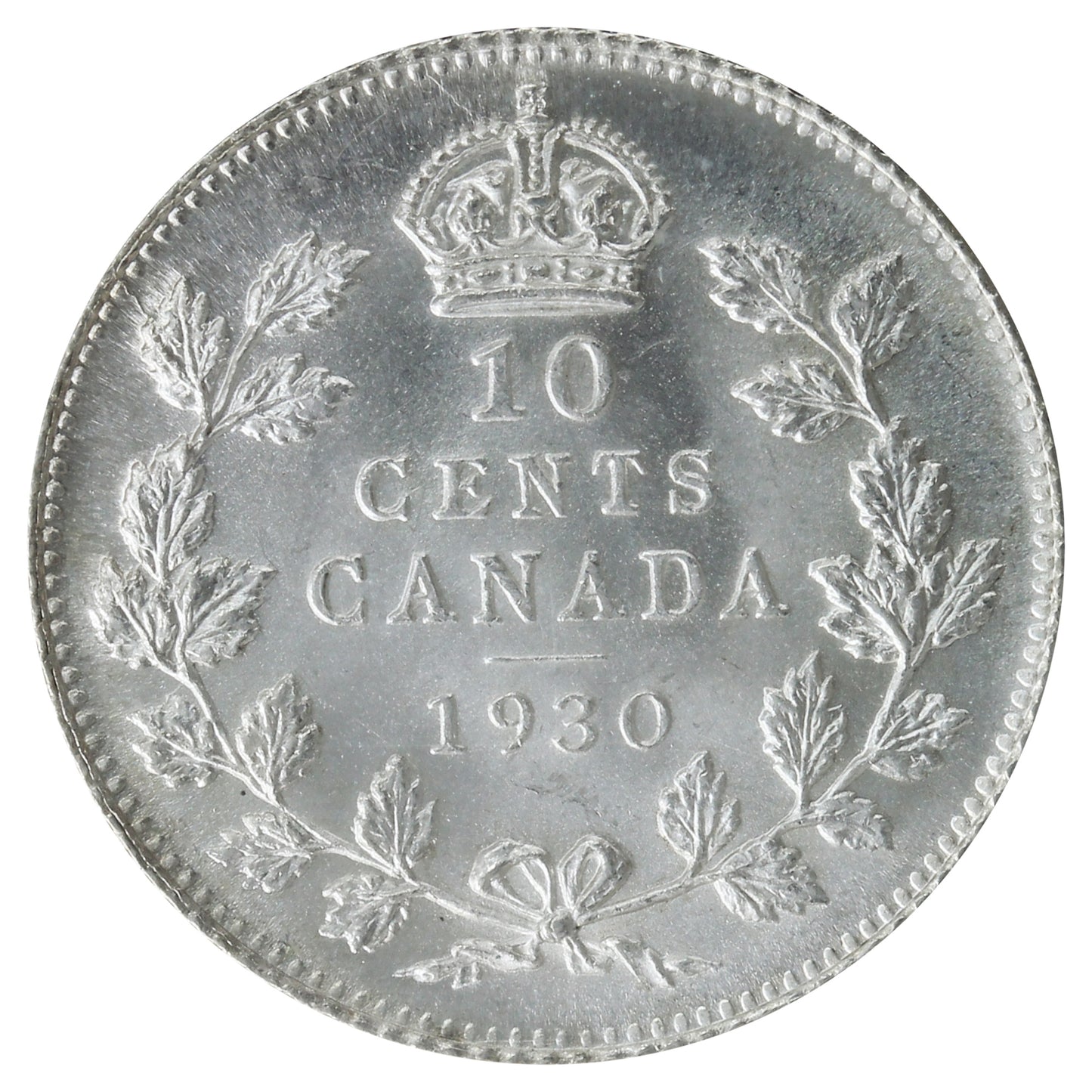 1930 Canada 10-cents ICCS Certified MS-64 (XSI 360)