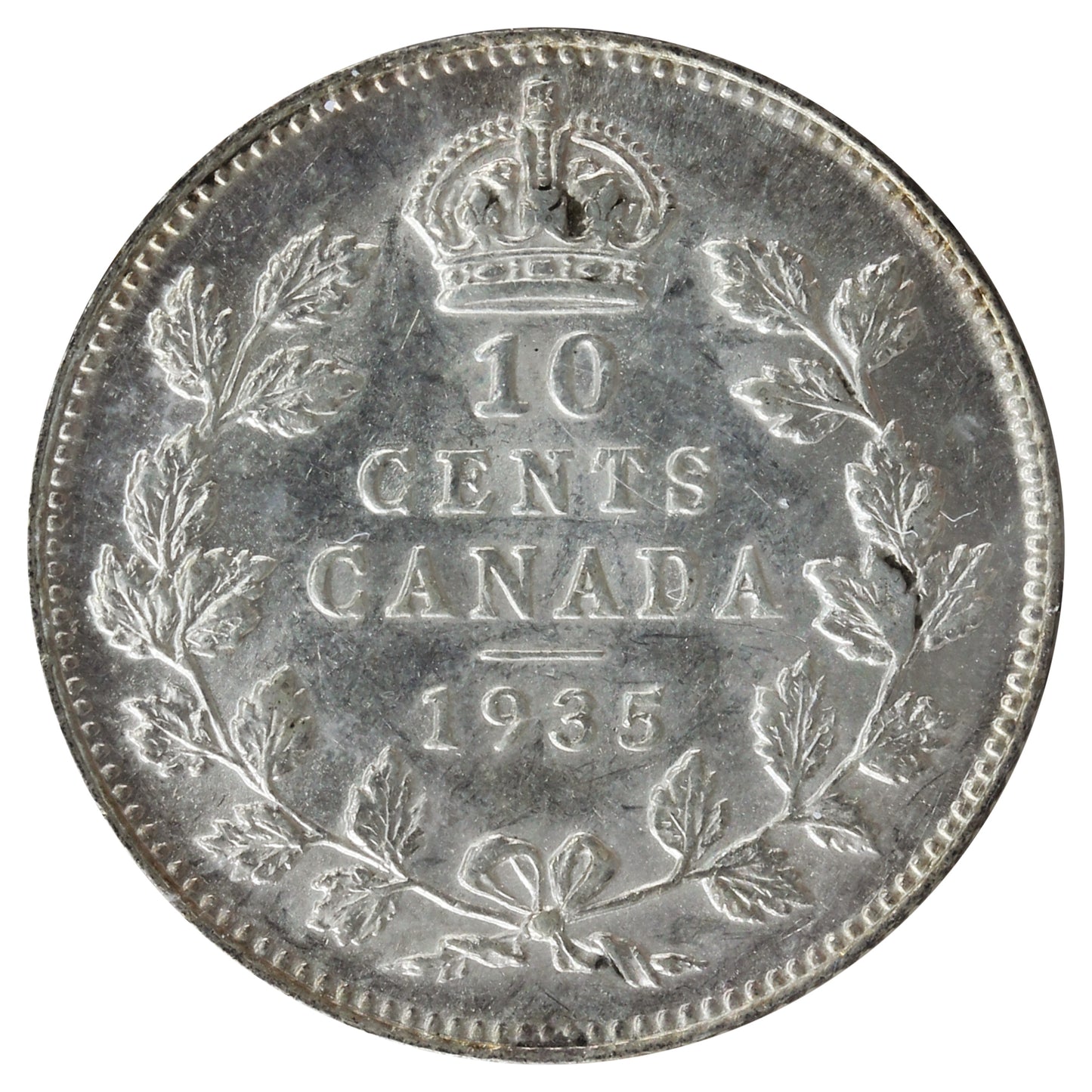 1935 Canada 10-cents ICCS Certified AU-55