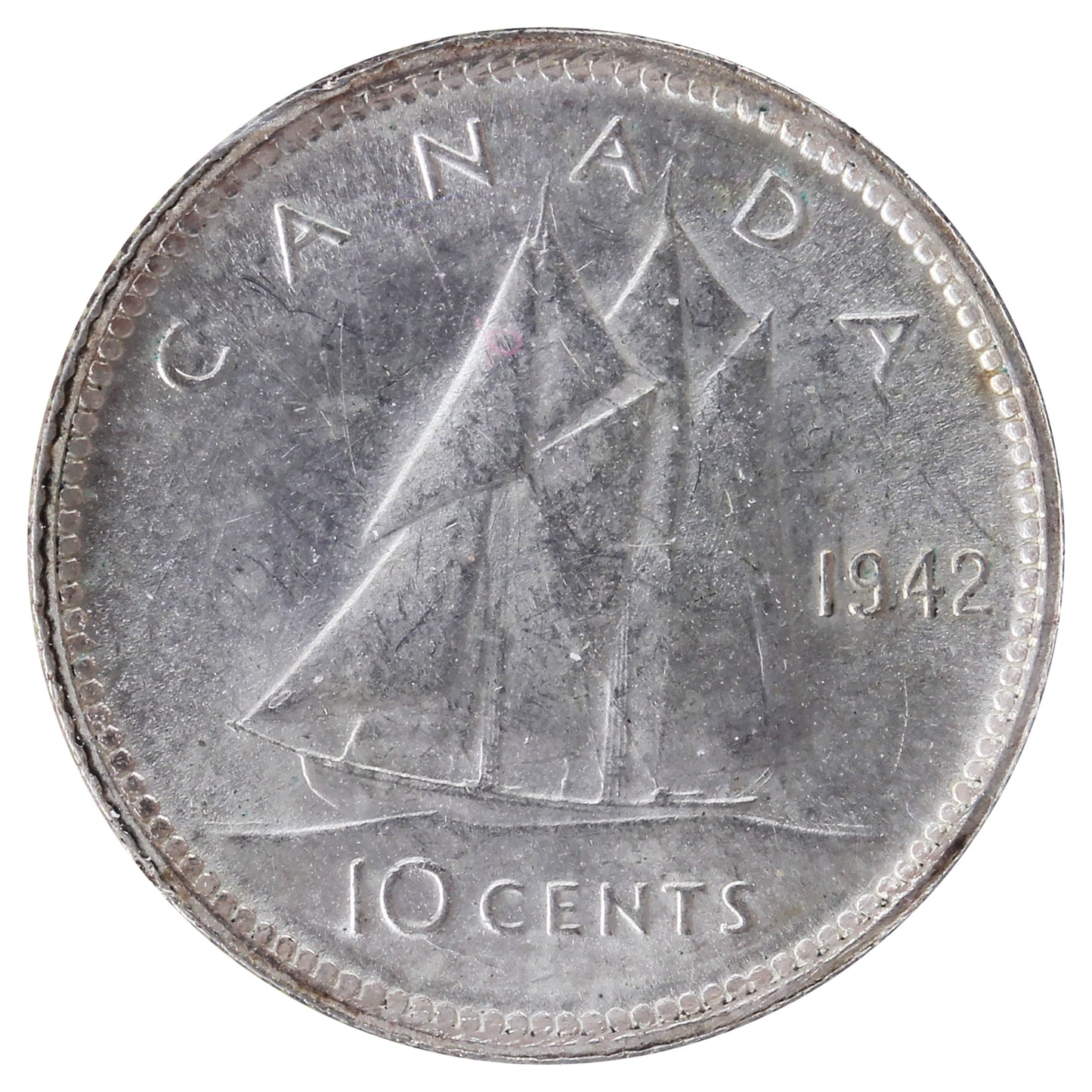 1942 Canada 10-cents ICCS Certified MS-62