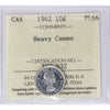 1962 Canada 10-cents ICCS Certified PL-66 Heavy Cameo