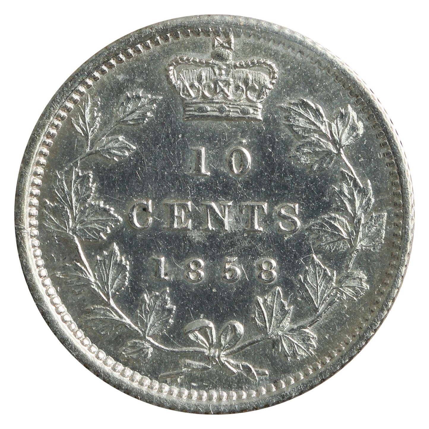 1858 Canada 10-cents ICCS Certified AU-50