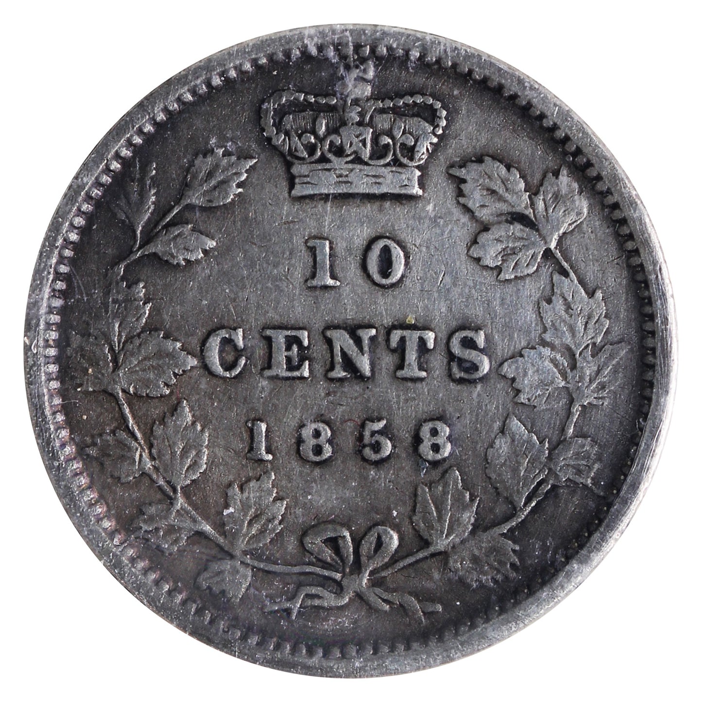 1858 Canada 10-cents ICCS Certified F-15