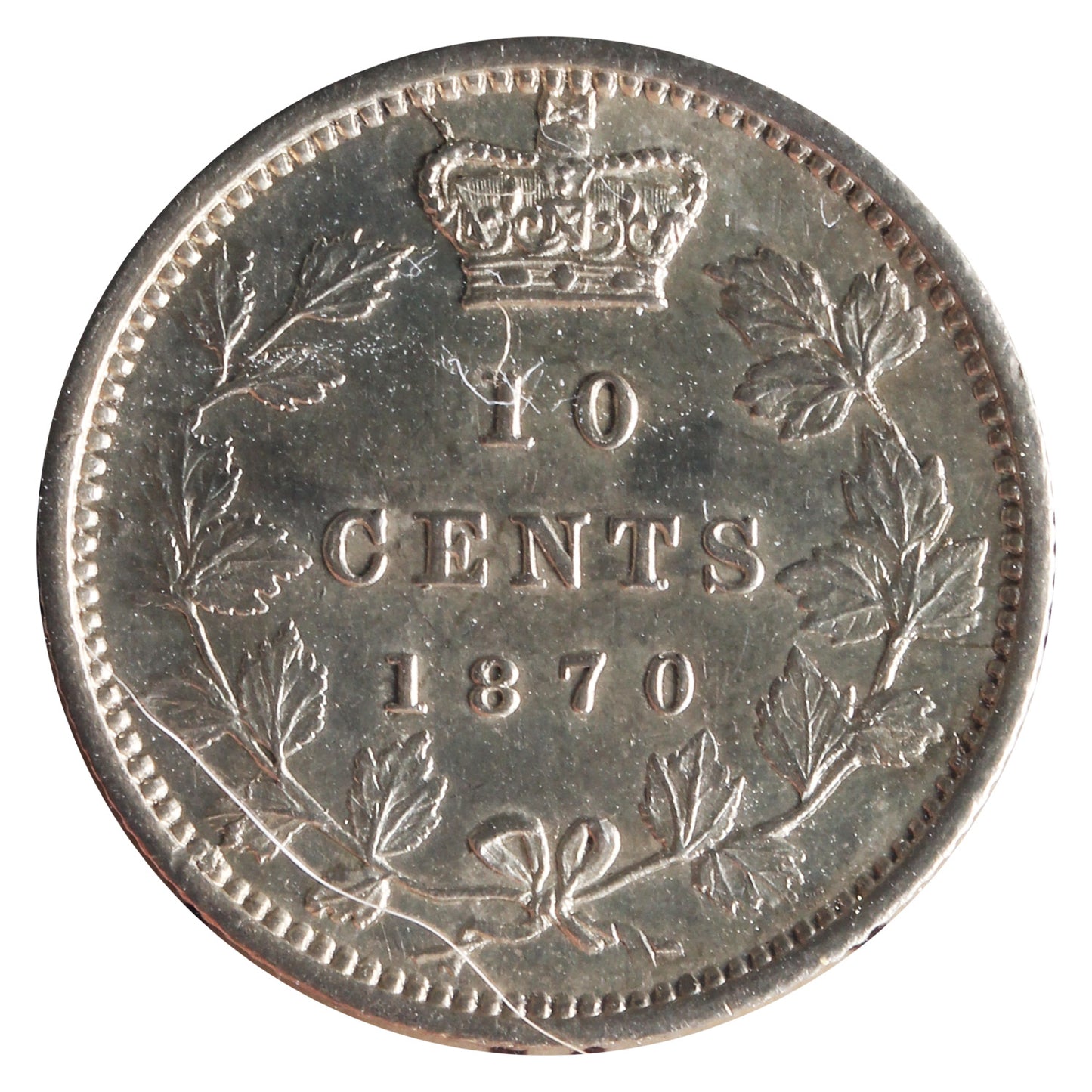 1870 Narrow 0/0 Canada 10-cents ICCS Certified EF-45